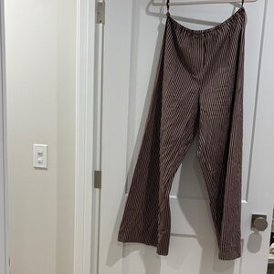 STAUD “Bonfire” Striped Brown Wide-Leg Pants